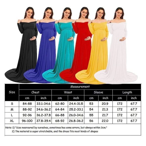 NEW Maternity Off Shoulder Half Circle Gown Photo Shoot Maxi Dress S - Picture 3 of 3